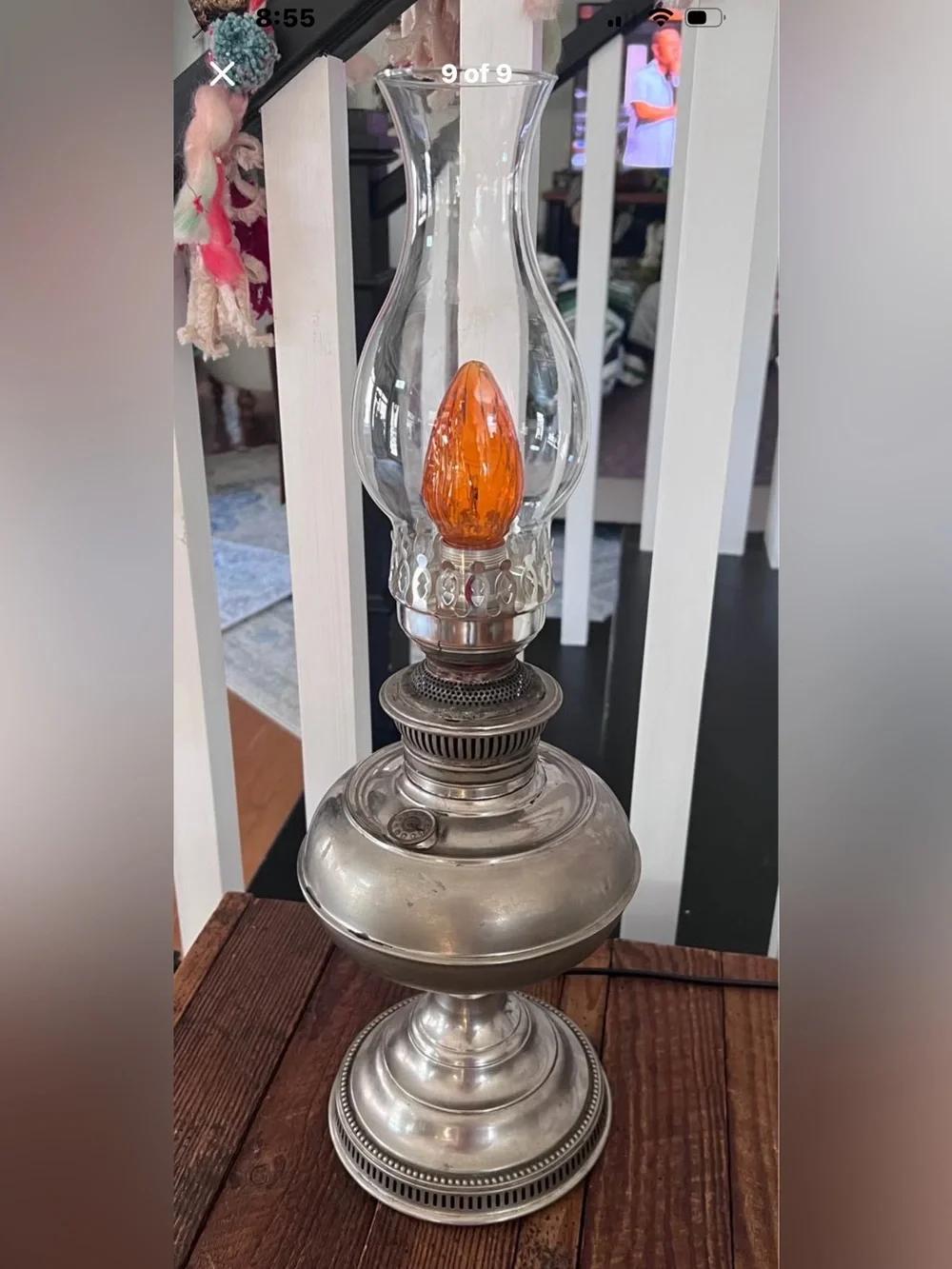 Vintage Oil Table Lamp with Chimney
